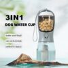 3 in 1 portable dog water bottle food container waste bag dispenser travel cup 2