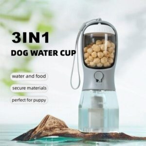 3 in 1 portable dog water bottle food container waste bag dispenser travel cup 2