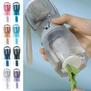 3 in 1 portable dog water bottle food container waste bag dispenser travel cup 8