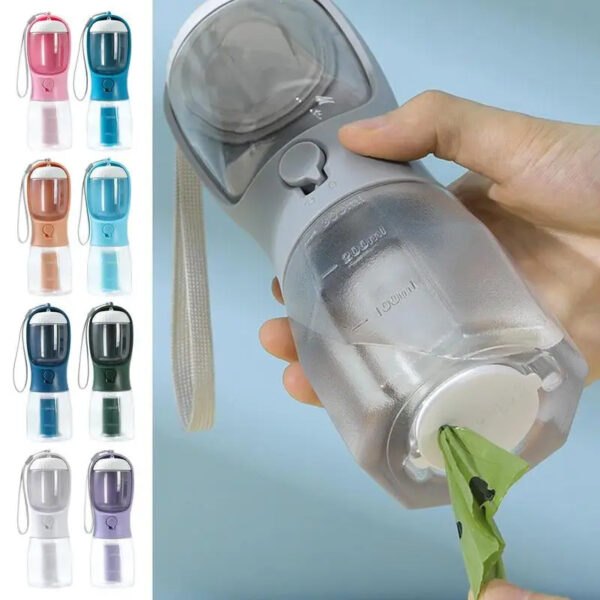 3 in 1 portable dog water bottle food container waste bag dispenser travel cup 8