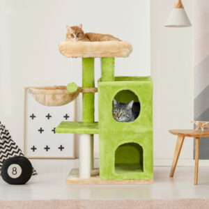 3inch yellow green speaker shaped double layer cat house hammock cat bed soft comfortable indoor pet furniture 1