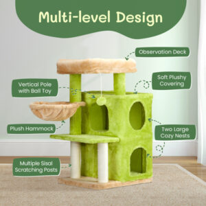3inch yellow green speaker shaped double layer cat house hammock cat bed soft comfortable indoor pet furniture 4