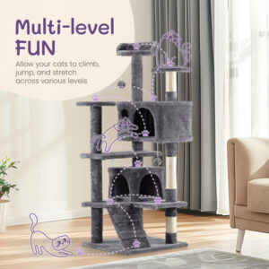 53 inch cat climbing frame multi level indoor cat tower condo furniture scratcher perch playhouse stable pet tree 13