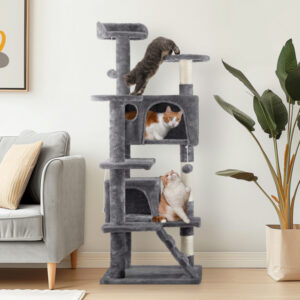 53 inch cat climbing frame multi level indoor cat tower condo furniture scratcher perch playhouse stable pet tree 4