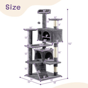 53 inch cat climbing frame multi level indoor cat tower condo furniture scratcher perch playhouse stable pet tree 7
