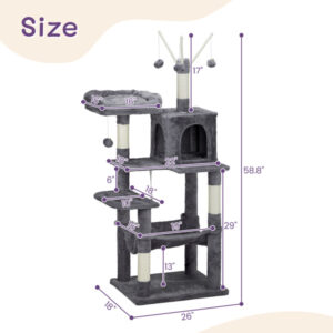 57inch cat climbing frame large indoor cat tree multi level scratching post pet playhouse durable sturdy 2