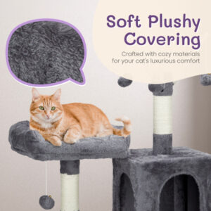 57inch cat climbing frame large indoor cat tree multi level scratching post pet playhouse durable sturdy 4