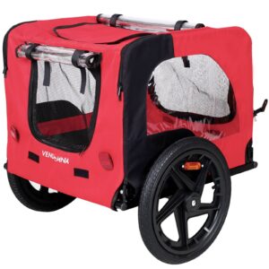 bicycle trailer for pets foldable dog bike carrier outdoor with reflectors safety lightweight portable travel stroller cart 12