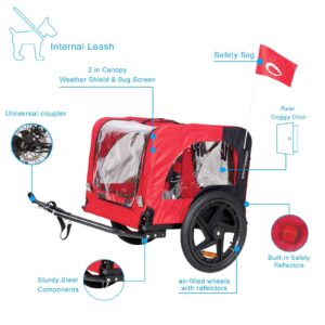 bicycle trailer for pets foldable dog bike carrier outdoor with reflectors safety lightweight portable travel stroller cart 2