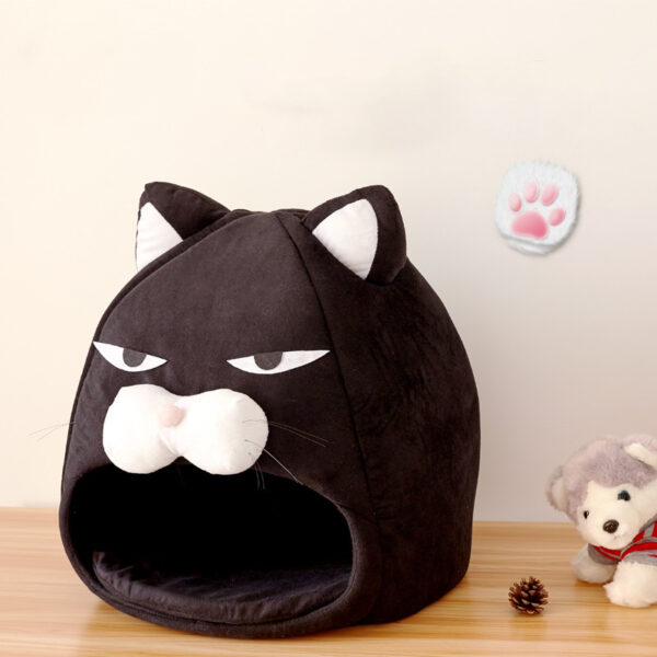 cat bed with litter mat cozy sleeping nest soft pet bed integrated litter catcher 6