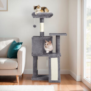 cat climbing house dark grey trapezoidal scratcher activity frame