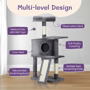 cat climbing house dark grey trapezoidal scratcher activity frame indoor furniture pet toy wall mounted safe durable 1