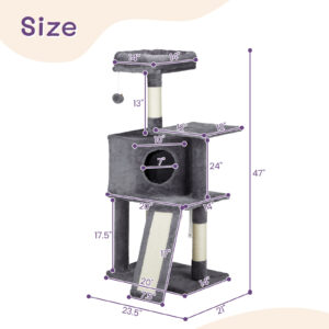 cat climbing house dark grey trapezoidal scratcher activity frame indoor furniture pet toy wall mounted safe durable 44