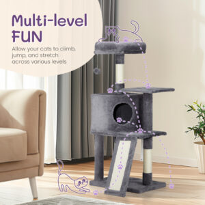 cat climbing house dark grey trapezoidal scratcher activity frame indoor furniture pet toy wall mounted safe durable 6