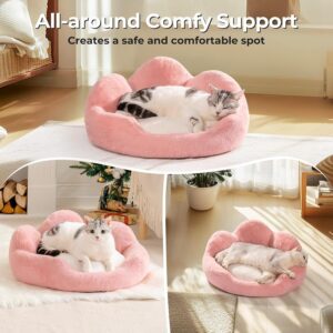 cat couch bed 23 inch washable round pet sofa non slip bottom soft comfy cushion pink sleeping mat indoor 2