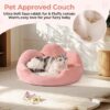 cat couch bed 23 inch washable round pet sofa non slip bottom soft comfy cushion pink sleeping mat indoor 3