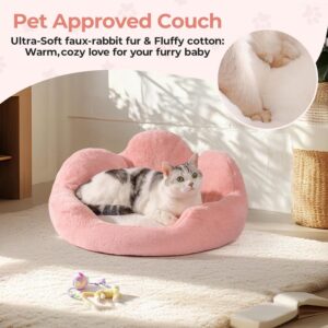 cat couch bed 23 inch washable round pet sofa non slip bottom soft comfy cushion pink sleeping mat indoor 3