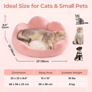 cat couch bed 23 inch washable round pet sofa non slip bottom soft comfy cushion pink sleeping mat indoor 4