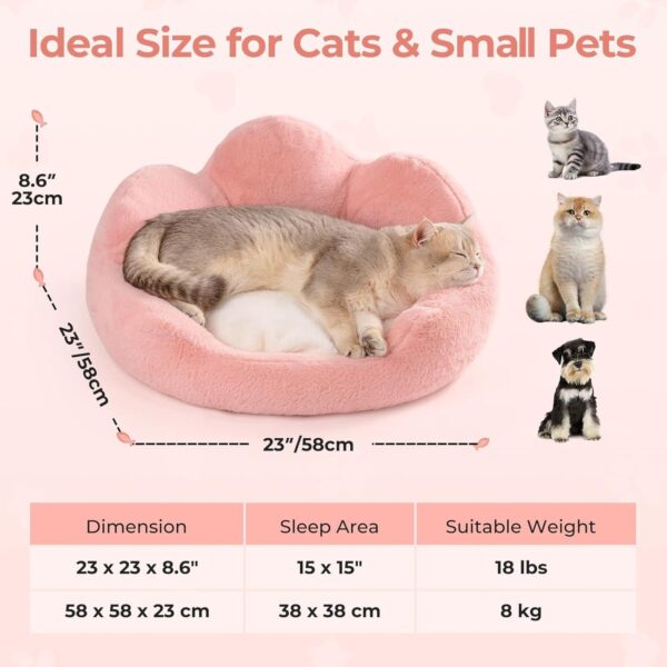 cat couch bed 23 inch washable round pet sofa non slip bottom soft comfy cushion pink sleeping mat indoor 4