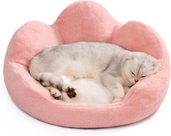 cat couch bed 23 inch washable round pet sofa non slip bottom soft comfy cushion pink sleeping mat indoor 5