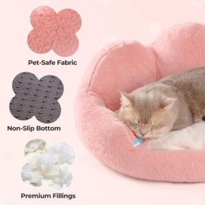 cat couch bed 23 inch washable round pet sofa non slip bottom soft comfy cushion pink sleeping mat indoor 7