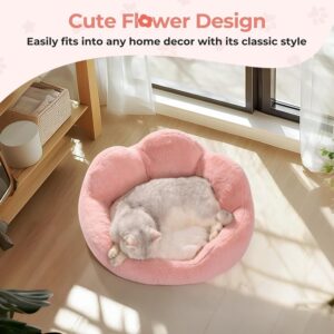 cat couch bed 23 inch washable round pet sofa non slip bottom soft comfy cushion pink sleeping mat indoor 8