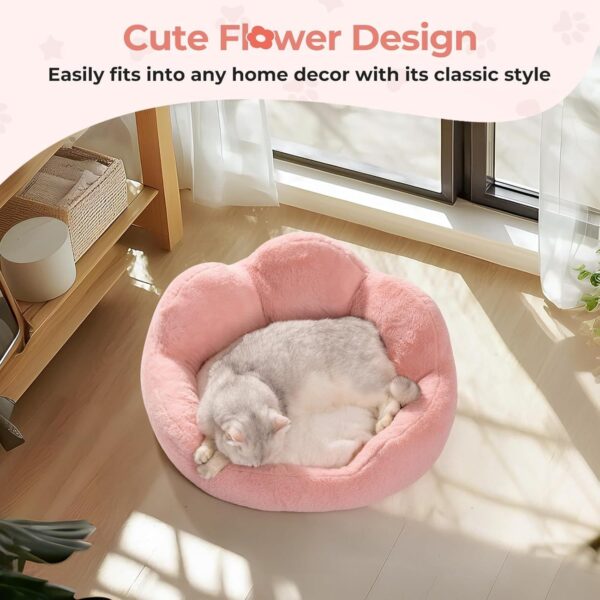 cat couch bed 23 inch washable round pet sofa non slip bottom soft comfy cushion pink sleeping mat indoor 8