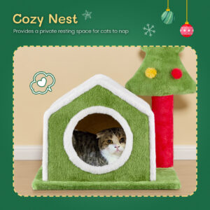 cat house christmas tree climbing frame indoor pet furniture scratching post holiday decorative toy condo playhouse perch 1