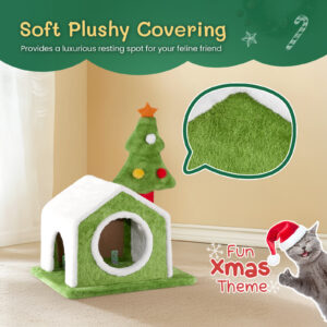 cat house christmas tree climbing frame indoor pet furniture scratching post holiday decorative toy condo playhouse perch 3
