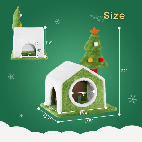 cat house christmas tree climbing frame indoor pet furniture scratching post holiday decorative toy condo playhouse perch 6