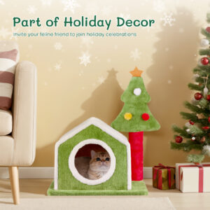 cat house christmas tree climbing frame indoor pet furniture scratching post holiday decorative toy condo playhouse perch 7