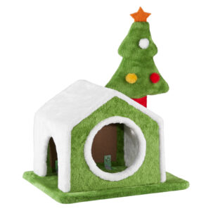 cat house christmas tree climbing frame indoor pet furniture scratching post holiday decorative toy condo playhouse perch 8