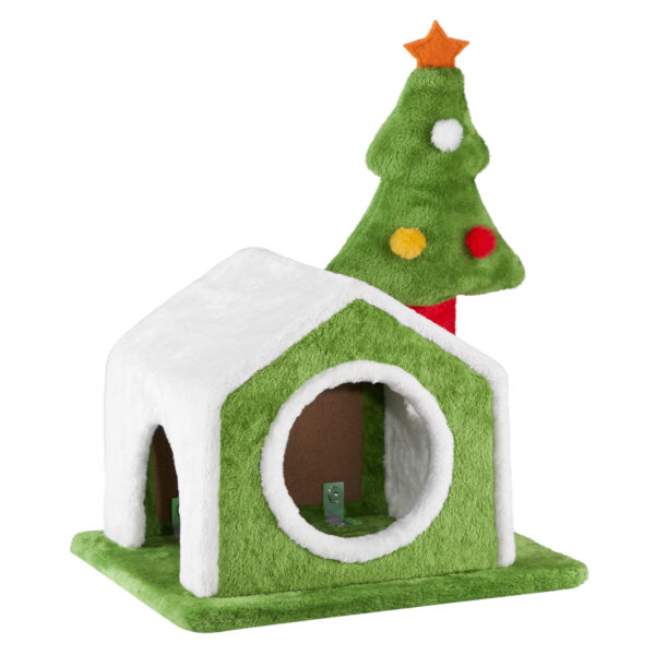 cat house christmas tree climbing frame indoor pet furniture scratching post holiday decorative toy condo playhouse perch 8