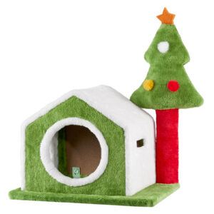 cat house christmas tree climbing frame indoor pet furniture scratching post holiday decorative toy condo playhouse perch 9