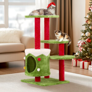 christmas tree cat climbing frame holiday decor pet furniture scratching post interactive toy festive playhouse winter indoor decoration 2