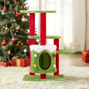 christmas tree cat climbing frame holiday decor pet furniture scratching post interactive toy festive playhouse winter indoor decoration 3