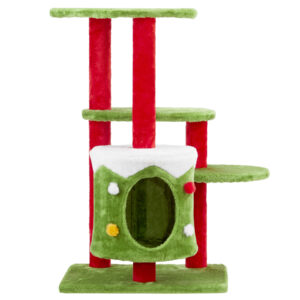 christmas tree cat climbing frame holiday decor pet furniture scratching post interactive toy festive playhouse winter indoor decoration 4