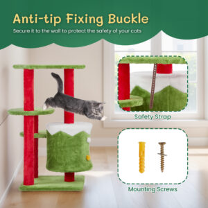 christmas tree cat climbing frame holiday decor pet furniture scratching post interactive toy festive playhouse winter indoor decoration 5