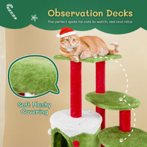 christmas tree cat climbing frame holiday decor pet furniture scratching post interactive toy festive playhouse winter indoor decoration 6