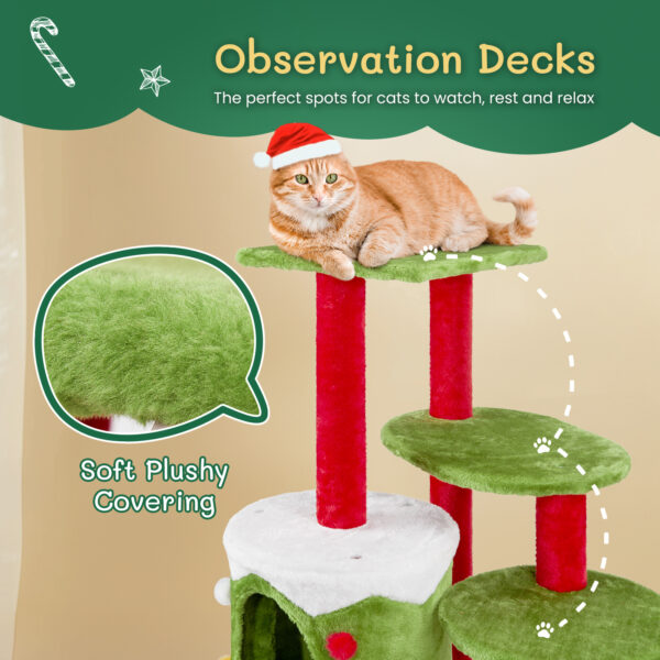 christmas tree cat climbing frame holiday decor pet furniture scratching post interactive toy festive playhouse winter indoor decoration 6
