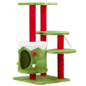 christmas tree cat climbing frame holiday decor pet furniture scratching post interactive toy festive playhouse winter indoor decoration 8