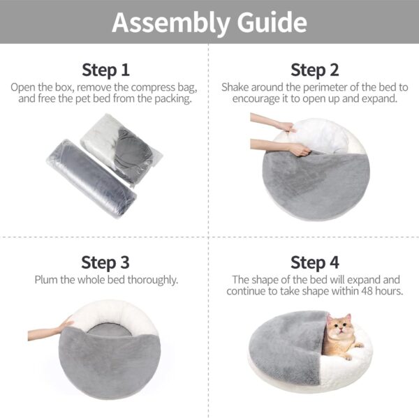 cozycat cave enclosed cat bed washable pet house with blanket soft cushion non slip base indoor sleeping comfort 1