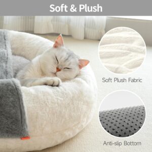 cozycat cave enclosed cat bed washable pet house with blanket soft cushion non slip base indoor sleeping comfort 2