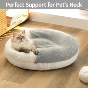 cozycat cave enclosed cat bed washable pet house with blanket soft cushion non slip base indoor sleeping comfort 4