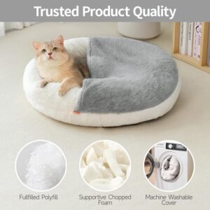 cozycat cave enclosed cat bed washable pet house with blanket soft cushion non slip base indoor sleeping comfort 5