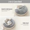 cozycat cave enclosed cat bed washable pet house with blanket soft cushion non slip base indoor sleeping comfort 6