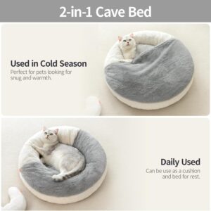 cozycat cave enclosed cat bed washable pet house with blanket soft cushion non slip base indoor sleeping comfort 6