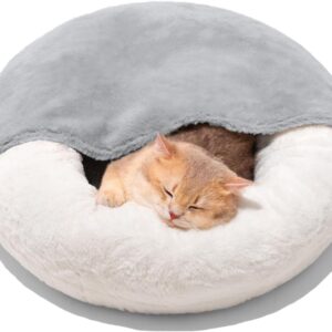 cozycat cave 🛏️🐱 washable enclosed bed with blanket non slip base