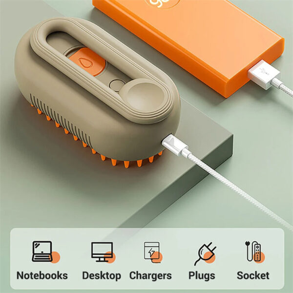 electric steam brush for cats dogs pet grooming cleaning detangle sanitize 6