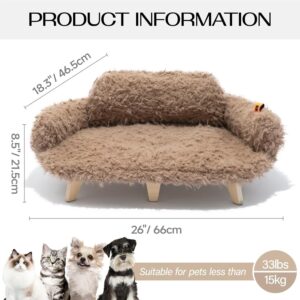 elevated cat bed wooden pet sofa washable cover small dogs indoor couch non slip brown modern design 12